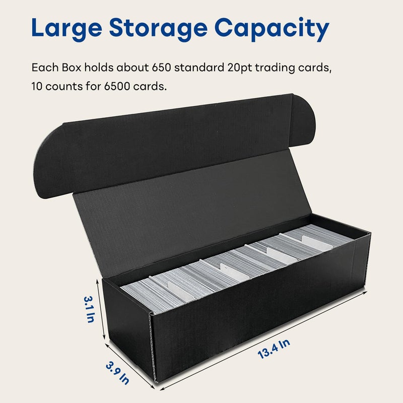 Fageverld Trading Card Storage Box with Dividers, 10 Count Cardboard Collector Boxes for Sports Baseball Mtg, Black - Image 3