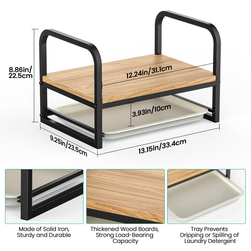 PAPAGIFTREE Laundry Detergent Holder Stand, Liquid Detergent Dispenser Shelf Organizer with Cleanable Drip Tray, Liquid Holder Stand Catcher for Laundry Room Organization and Storage (Flat-Black) - Image 3