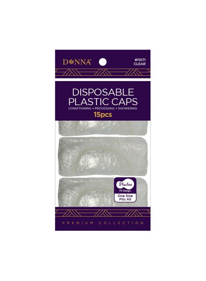 Donna Disposable Plastic Caps - 15PCS Transparent Shower Cap Elastic Band Waterproof Plastic for Women or Men Bathing Showering All Hair Textures… - Image 2