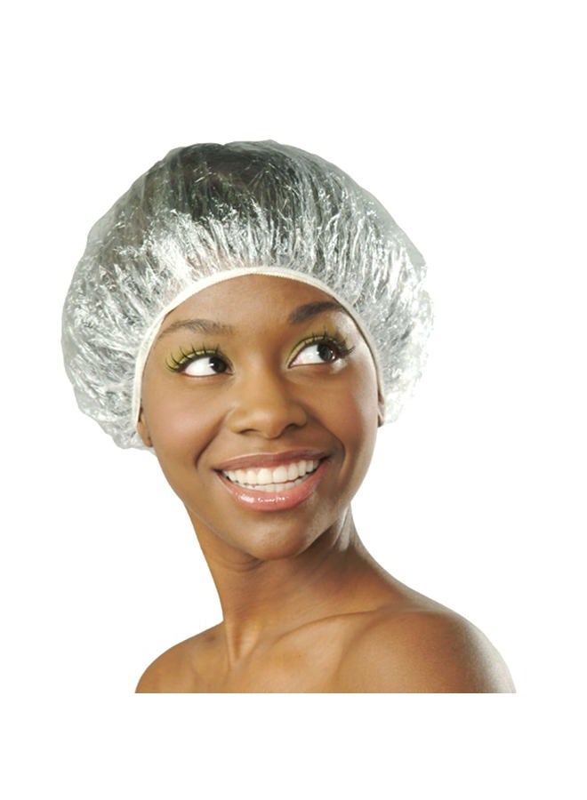 Donna Disposable Plastic Caps - 15PCS Transparent Shower Cap Elastic Band Waterproof Plastic for Women or Men Bathing Showering All Hair Textures… - Image 1