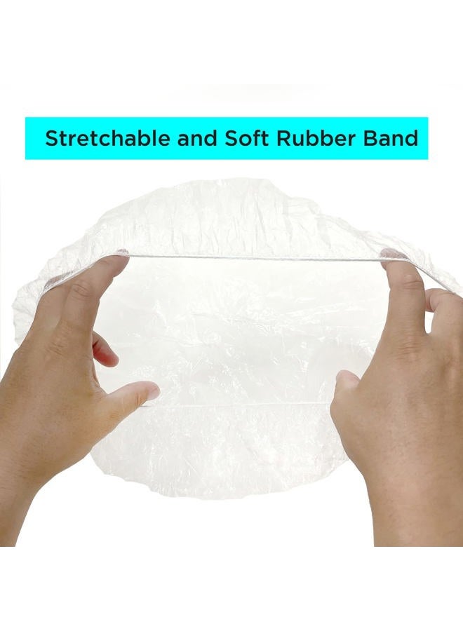 Donna Disposable Plastic Caps - 15PCS Transparent Shower Cap Elastic Band Waterproof Plastic for Women or Men Bathing Showering All Hair Textures… - Image 5