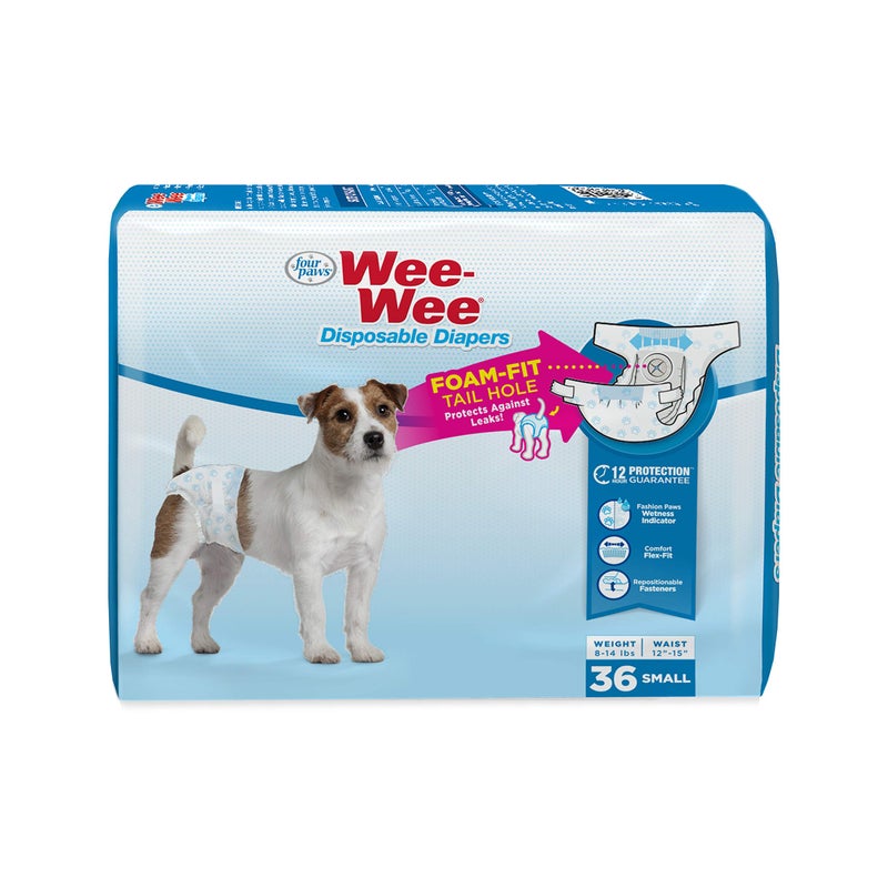 Four Paws Wee-Wee Super Absorbent Disposable Adjustable Dog Potty Training Diapers, Leak-Proof Protection for Puppies and Small Dogs, Small, 36 Count - Image 1