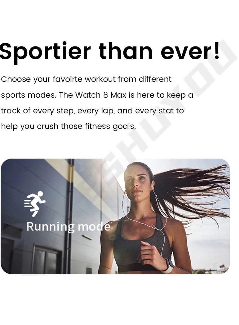 AROAQ Smart Watch 8 Max, 1.85" Large Display Bluetooth Call Smart Watch, Wireless Charging Waterproof Smart Health Monitoring Watch, Sleep Monitoring Durable Wrist Watch With Multiple Sports Mode, (Blue) - Image 4