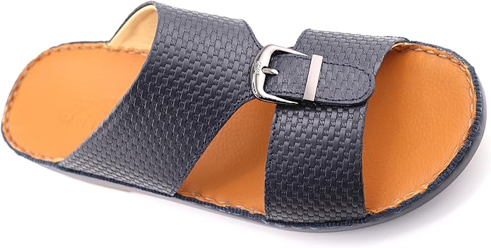 صندل عربي يدوي الصنع للرجال من AET | شبشب رجالي خارجي | شبشب مفتوح من الأمام للاستخدام اليومي | جلد عربي أصلي مع ابزيم| تصميم عربي جديد| نعل داخلي بني| مريح وخفيف الوزن