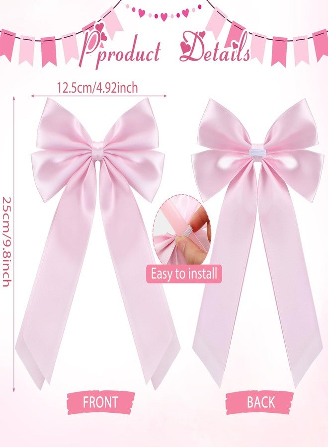 Conelist 4 Pcs Coquette Bow Taper Candles Valentine's Day Taper Candles Coquette Wedding Candles Decor 10 Inch Smokeless Unscented Candle for Valentine Bachelorette Bridal Wedding Party (Pink) - Image 3
