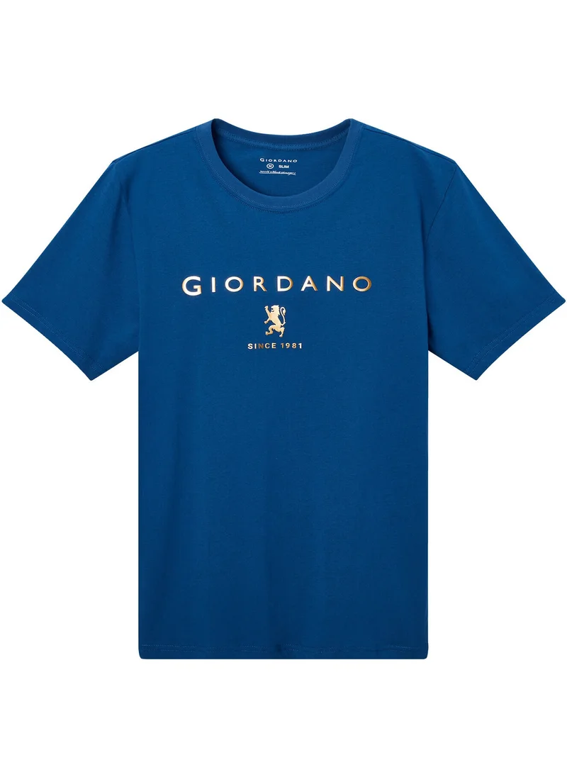 GIORDANO Men's Short Sleeve Print Tee Blue