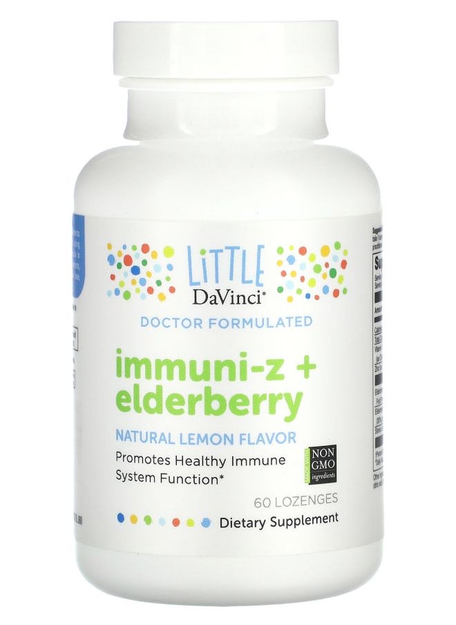 LiTTLE DaVinci - Immuni-Z + Elderberry Natural Lemon 60 Lozenges - Image 1