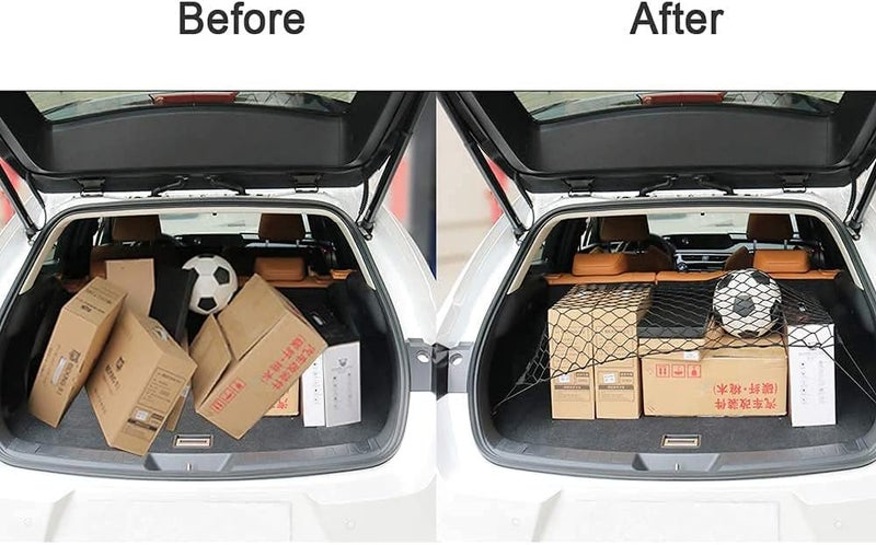 Rubik Car Trunk Net with 4 Hooks 70x70cm, Flexible Nylon Rear Cargo Storage Organizer Mesh Net for Nissan Patrol Armada Pathfinder Kicks Juke Murano Rogue Xterra (1 Pack) Assorted color options - Image 5