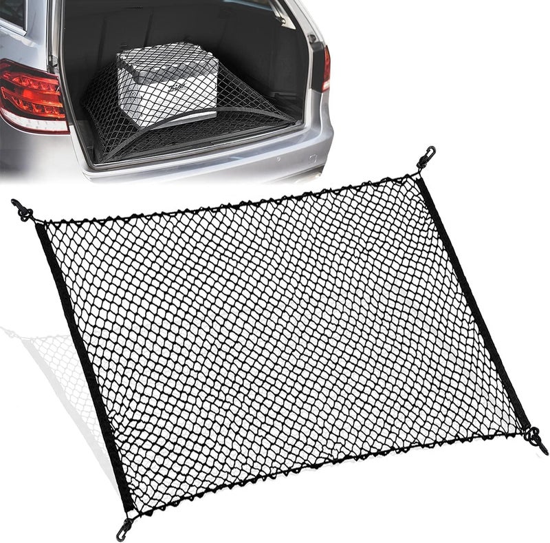 Rubik Car Trunk Net with 4 Hooks 70x70cm, Flexible Nylon Rear Cargo Storage Organizer Mesh Net for Nissan Patrol Armada Pathfinder Kicks Juke Murano Rogue Xterra (1 Pack) Assorted color options - Image 1