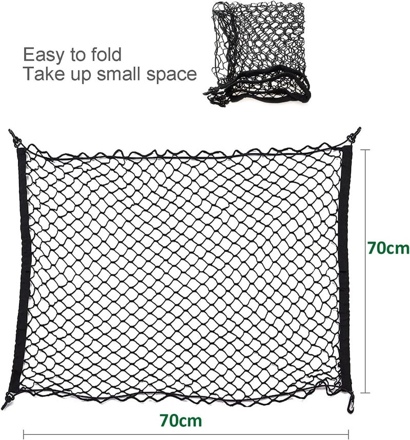 Rubik Car Trunk Net with 4 Hooks 70x70cm, Flexible Nylon Rear Cargo Storage Organizer Mesh Net for Nissan Patrol Armada Pathfinder Kicks Juke Murano Rogue Xterra (1 Pack) Assorted color options - Image 2