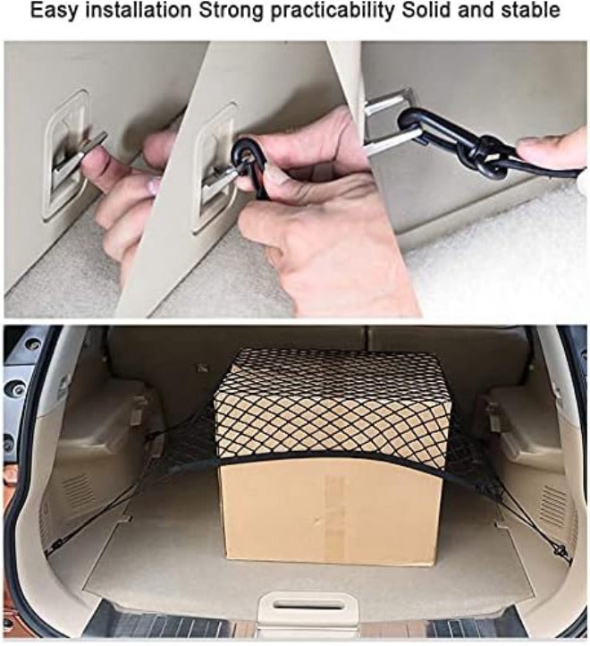 Rubik Car Trunk Net with 4 Hooks 70x70cm, Flexible Nylon Rear Cargo Storage Organizer Mesh Net for Nissan Patrol Armada Pathfinder Kicks Juke Murano Rogue Xterra (1 Pack) Assorted color options - Image 4