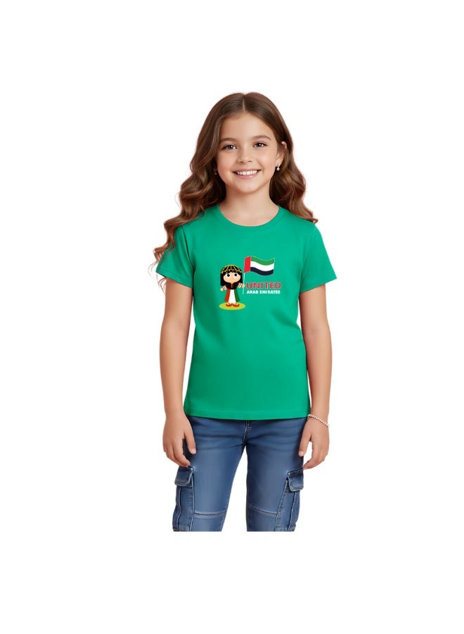 UAE Celebration T-Shirt For Girls-UAE Design Short Sleeve Tee For Celebrations Day,School Events,Holidays–Kids Comfortable And Stylish T-Shirt - Image 1