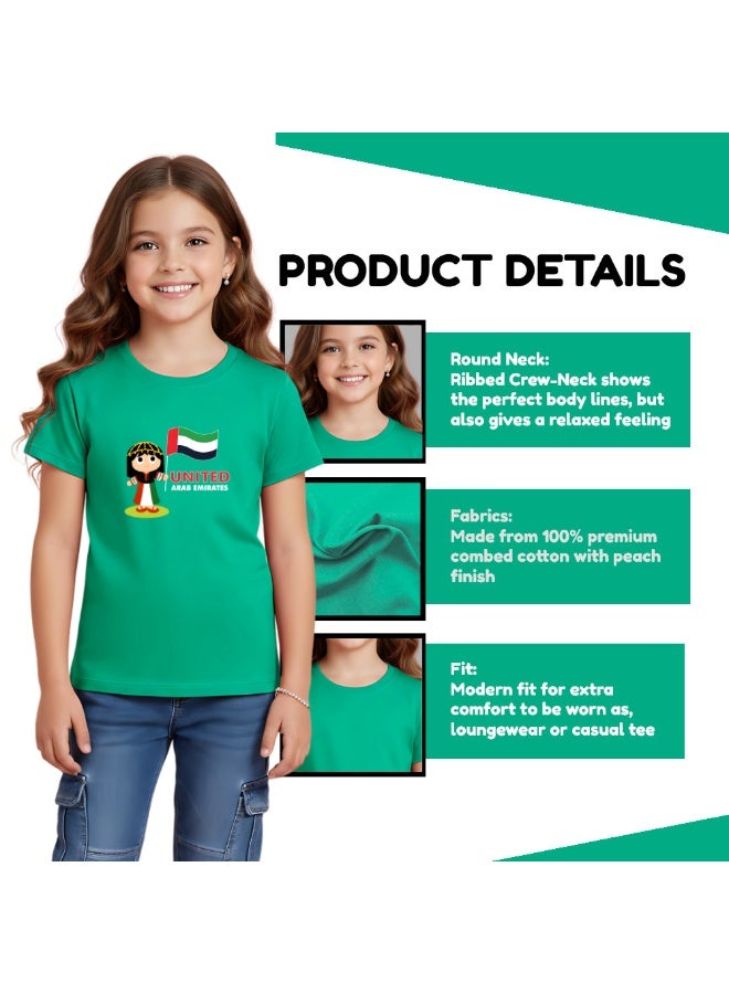 UAE Celebration T-Shirt For Girls-UAE Design Short Sleeve Tee For Celebrations Day,School Events,Holidays–Kids Comfortable And Stylish T-Shirt - Image 4