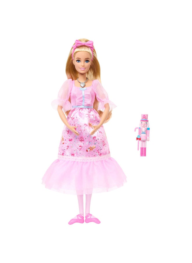 Barbie in the Nutcracker Clara Ballerina Doll in Pink Satin Dress with Puffed Sleeves, Articulated Ankles, and Toy Nutcracker​​ - Image 1
