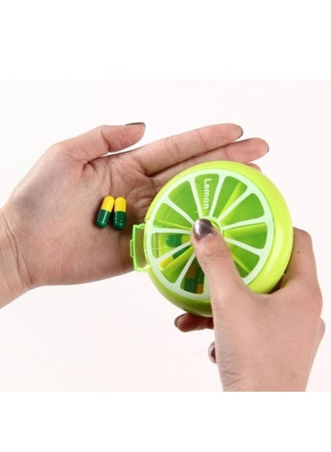 2 Fruit-Shaped Weekly Pill Organizer, Portable Travel Case with 7 Compartments for Pills and Vitamins - Green - Image 4