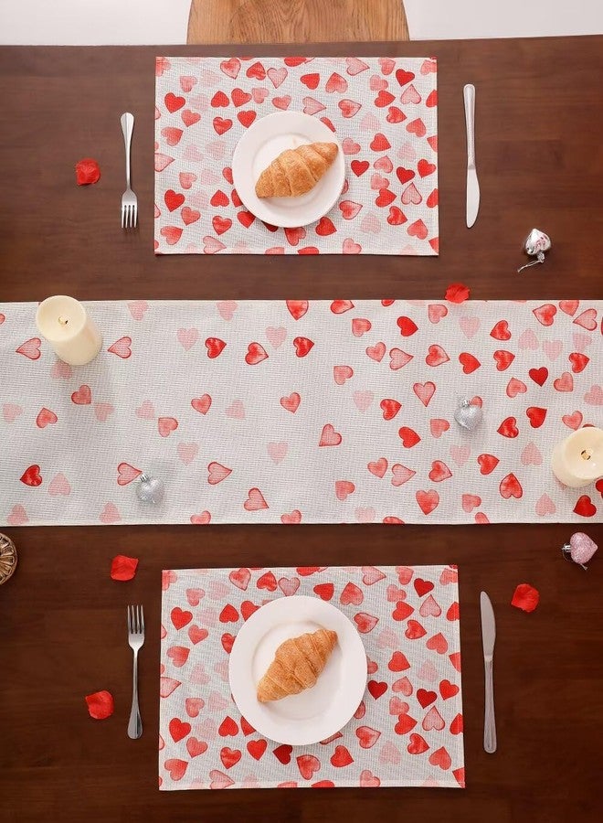 Multiwins Pink Red Love Valentine's Day Table Runner 13"x72" & 4 Pcs 12"x18" Placemats Sets with 12 Heart Balloons, Love Letter Balloons, Stickers & Blowing Straw for Home Party Decor - Image 4