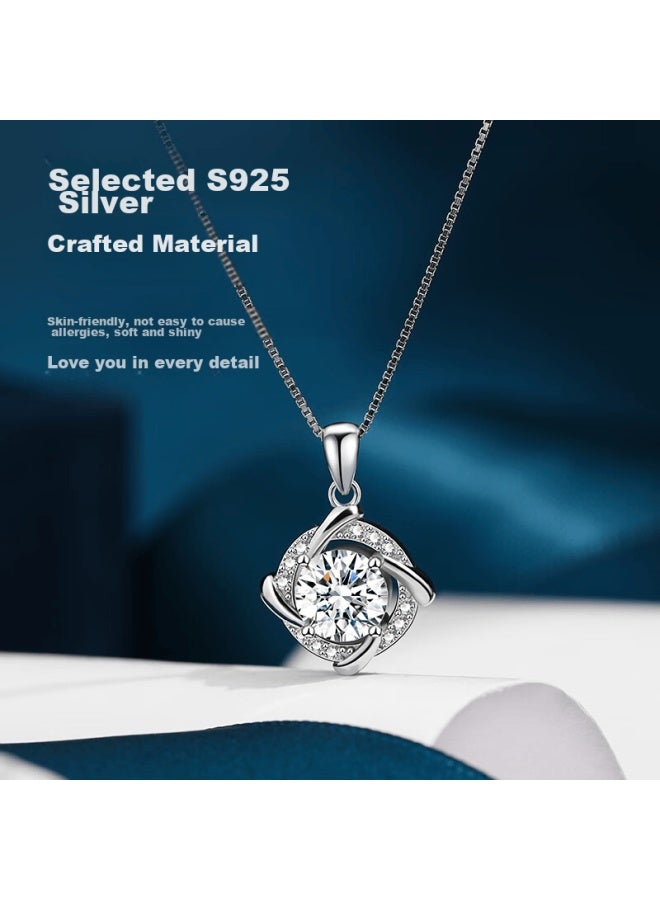 Manhe S925 Silver Moissanite Necklace For Women, New Style Pendant elry, Birthday Gift For Wife Or Girlfriend - Image 3