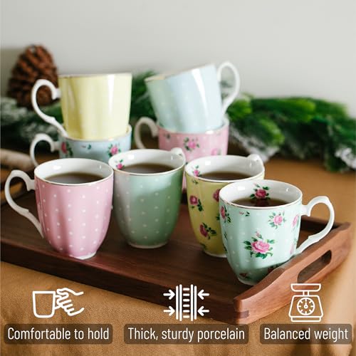 Brew To A Tea BTaT- Royal Coffee Mugs, 12 oz, Set of 8, Porcelain Bone China, Tea Mug, Large Coffee Mugs for Coffee Cups Set, Tea Cups - Image 4