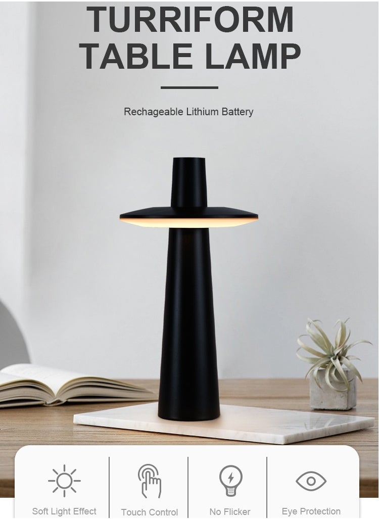 JoyousSto Portable Desk Lamp,Battery Operated Cordless Table Light,Eye Protection,3 Color Touch Sensor Control LED Table Lamp,Stepless Dimming Brightness Rechargeable Bedside Lamp,Night Light for Kids Nursery,Dining Room Lamp (Black)  - Image 1