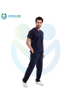 ACNORIA CARE Men's Medical Scrubs Consisting Of Two Pieces A 100% Cotton Blouse And Pants Dark Blue Color - Size M - From Acnoria Care  - Image 1
