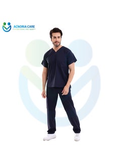 ACNORIA CARE Men's Medical Scrubs Consisting Of Two Pieces A 100% Cotton Blouse And Pants Dark Blue Color - Size M - From Acnoria Care  - Image 3