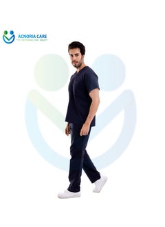 ACNORIA CARE Men's Medical Scrubs Consisting Of Two Pieces A 100% Cotton Blouse And Pants Dark Blue Color - Size M - From Acnoria Care  - Image 2