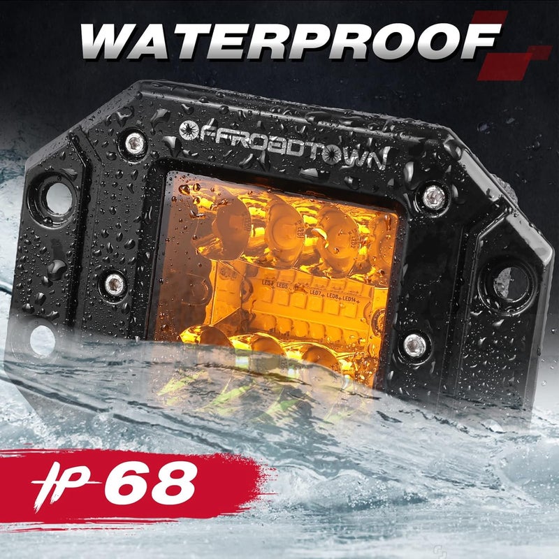 OFFROADTOWN Amber Flush Mount LED Pods, 2pcs 5'' 78W LED Driving Work Lights Spot Flood Combo Fog Light Yellow Lights for Truck Offroad UTV ATV SUV 4x4 Car - Image 5