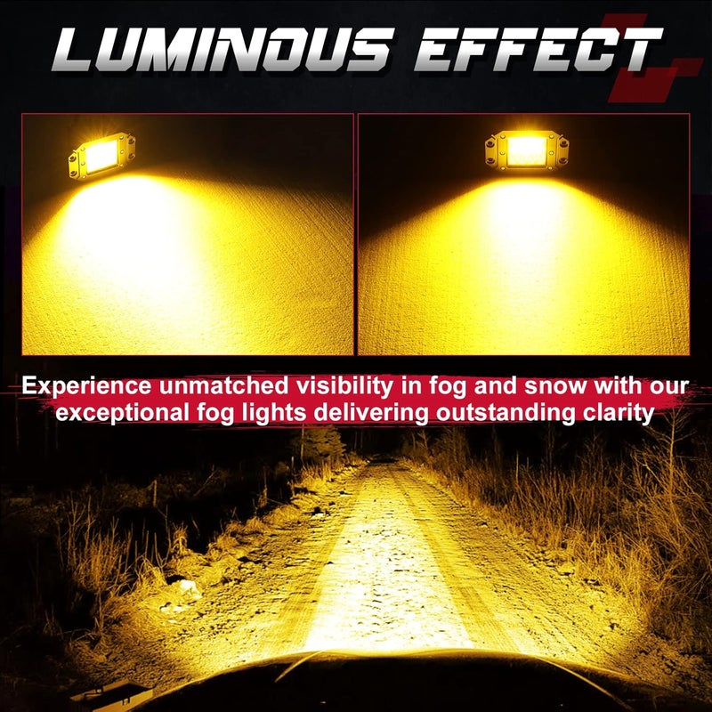 OFFROADTOWN Amber Flush Mount LED Pods, 2pcs 5'' 78W LED Driving Work Lights Spot Flood Combo Fog Light Yellow Lights for Truck Offroad UTV ATV SUV 4x4 Car - Image 4