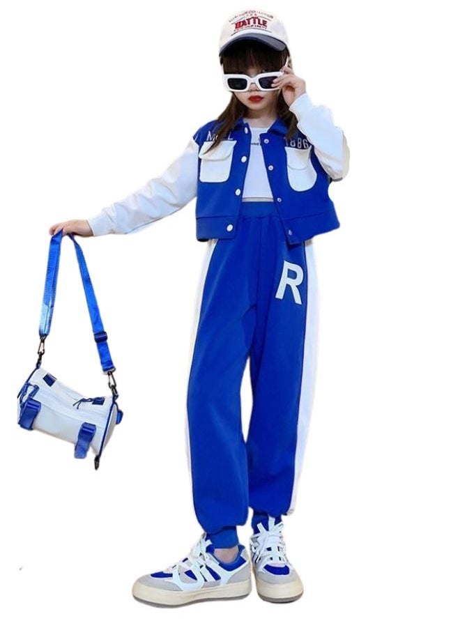 Mei Stylish - Girl's 2 Piece Outfit Long Sleeve Track Jacket and Long Pant Set - Image 1