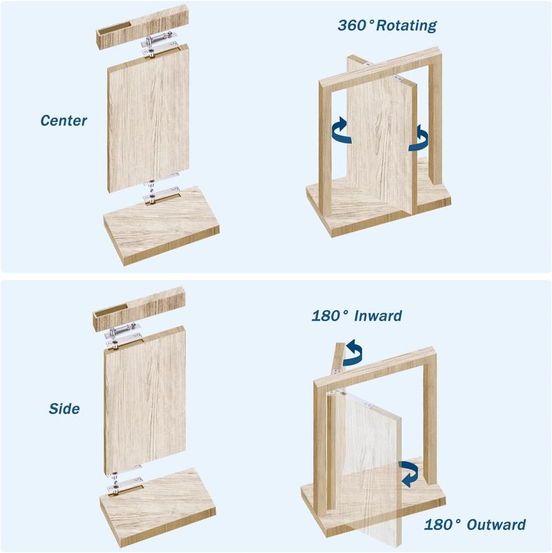 HBL 2 Pack | Heavy Duty Pivot Hinge for Wood Door - ' Stainless Steel Hidden Door Hinge for Secret Door, with 360 Degree Rotation, Invisible Pivot Door Hardware for Bookshelf. - Image 5