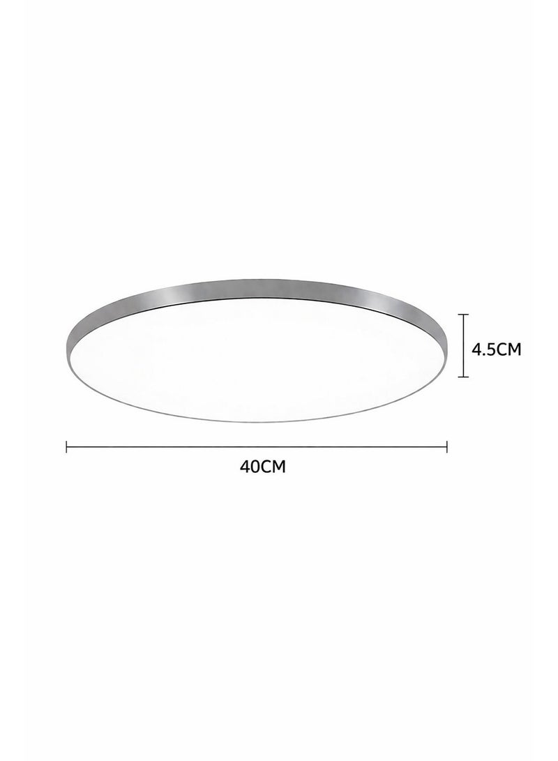 AL THURAYAT Modern LED Ceiling Light 40cm – Energy Saving Flush Mount Ceiling Lamp – Elegant Round Design for Home, Kitchen & Bedroom – Silver - Image 4