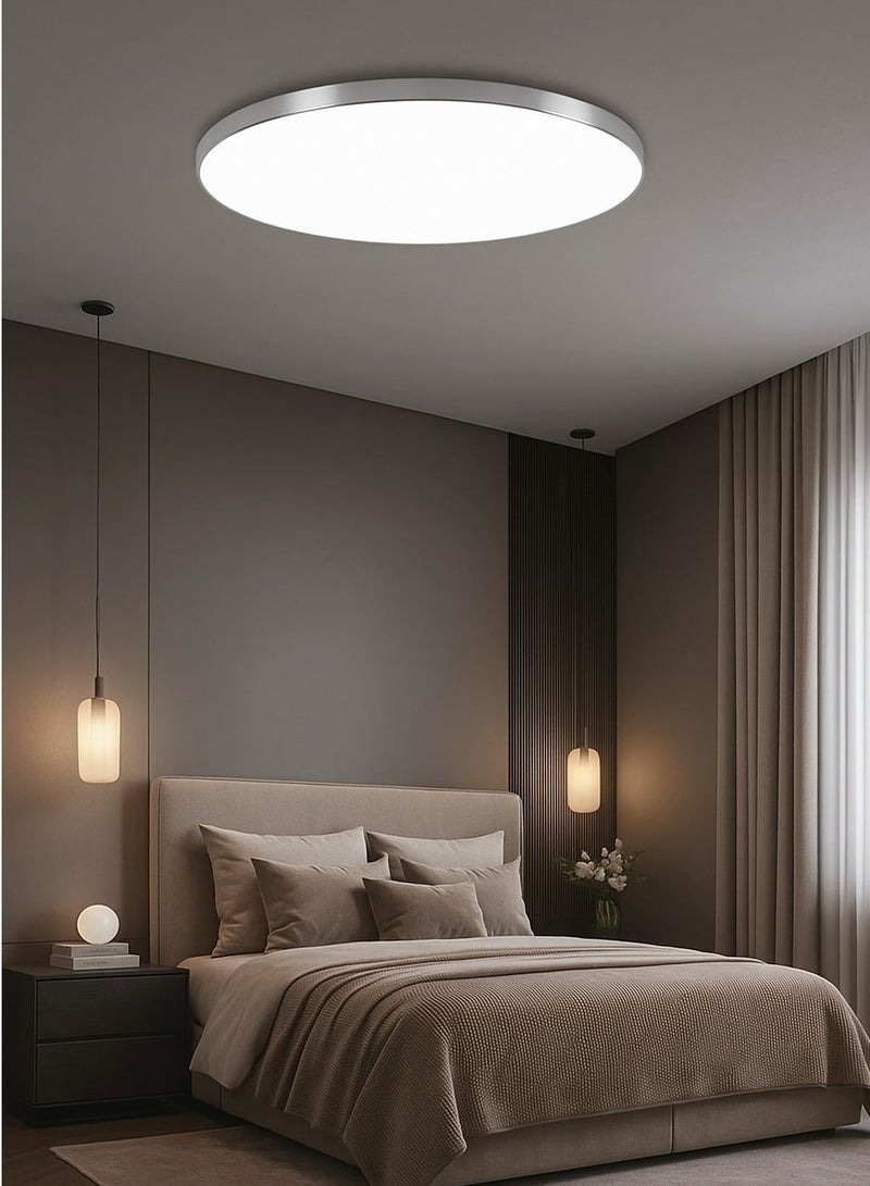 AL THURAYAT Modern LED Ceiling Light 40cm – Energy Saving Flush Mount Ceiling Lamp – Elegant Round Design for Home, Kitchen & Bedroom – Silver - Image 2