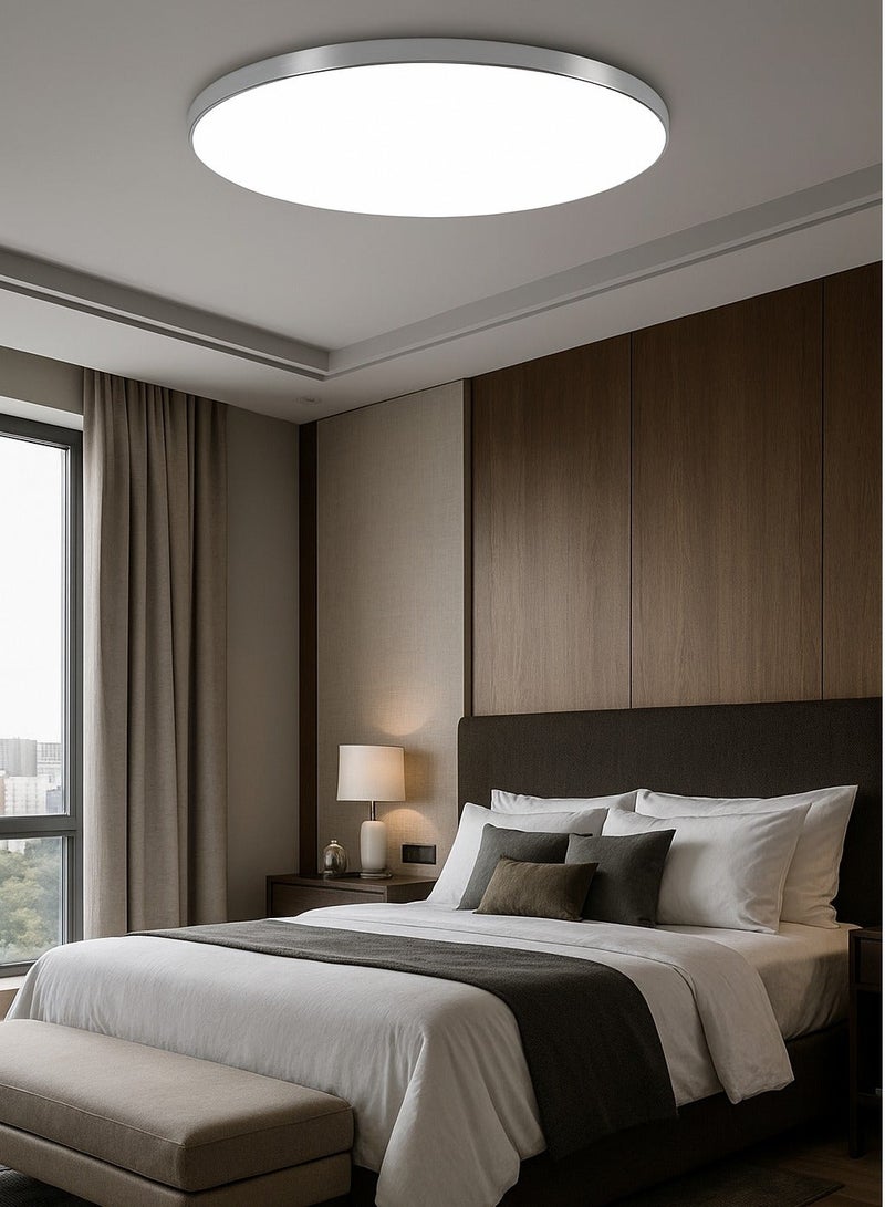 AL THURAYAT Modern LED Ceiling Light 40cm – Energy Saving Flush Mount Ceiling Lamp – Elegant Round Design for Home, Kitchen & Bedroom – Silver - Image 3