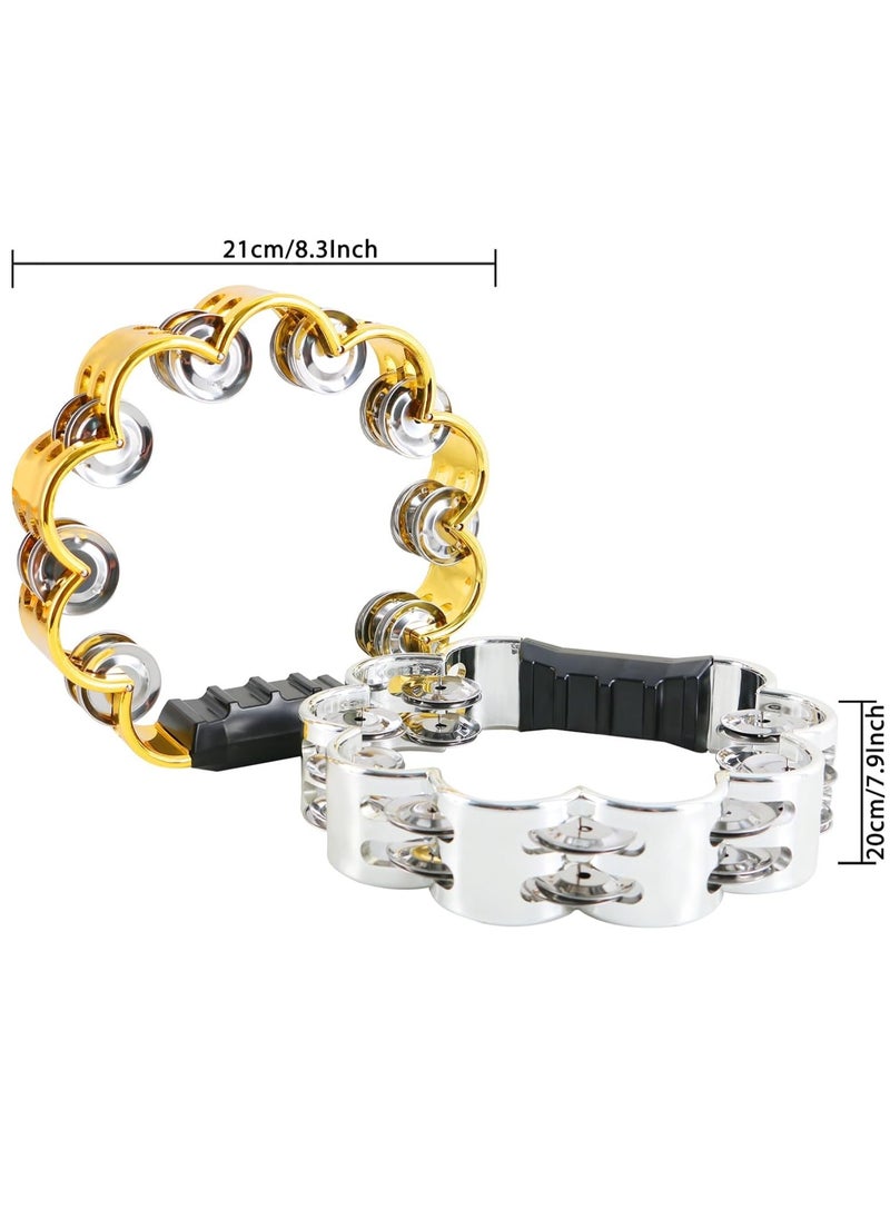 SYOSI Tambourine Metal Jingles Hand Held Percussion Hand Drum Double Row Metal Jingles Hand Bell Performance Level Handheld Percussion Flower Tambourine and Egg Shakers for Kids Adults KTV Party  - Image 5