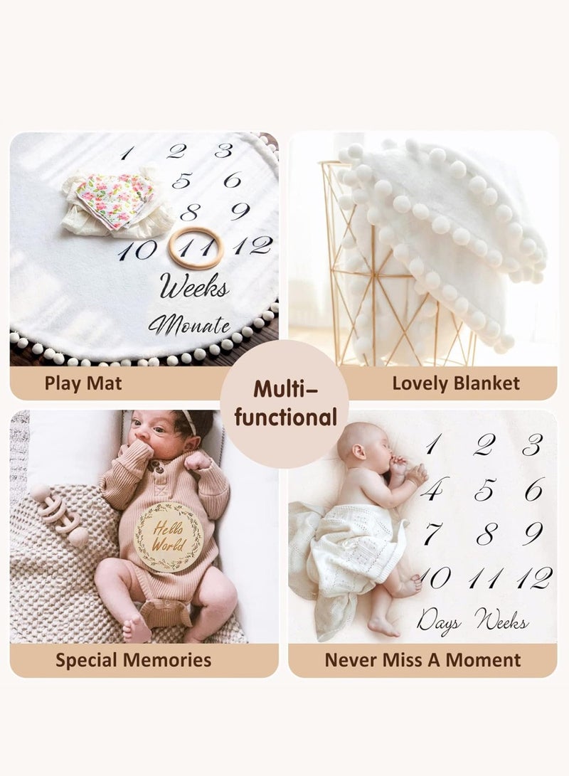 Moovant Baby Milestone Blanket with Milestones Cards Monthly Milestone Blanket Custom Soft Fleece Photography Background Props Dryable Headband Washable Baby Bedding Swaddling Blanket  - Image 4