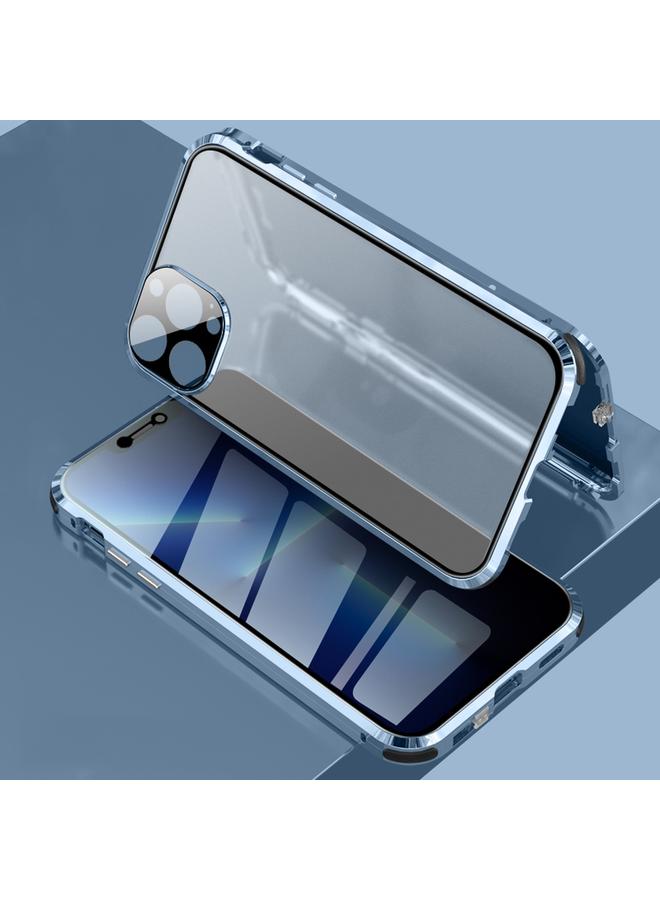 زبون جراب لهاتف iPhone 13 Pro Max مقاوم للصدمات بأربع زوايا ومضاد للتجسس وإطار معدني مغناطيسي وغطاء زجاجي مقوى مزدوج الجوانب - Image 1