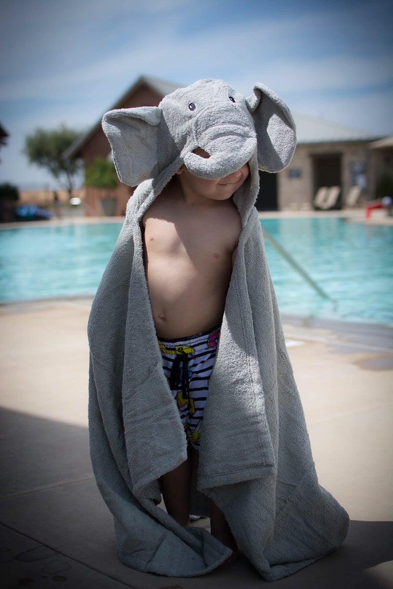 Yikes Twins Hooded Baby Towel for Kids 2-8 | Large 100% Cotton Baby Towel for Girls or Boys | Cute Elephant Bath Towels for Babies and Toddlers - Image 5