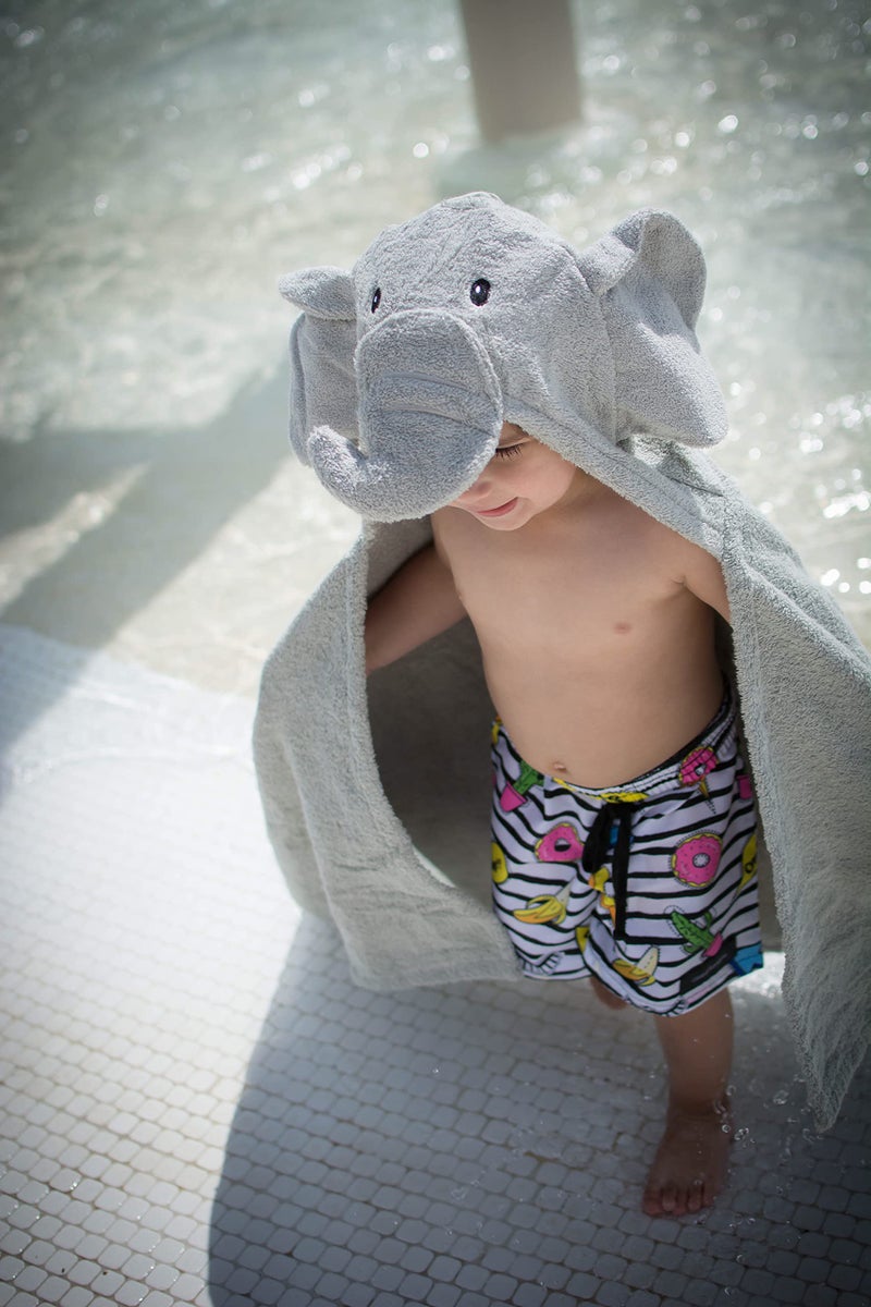 Yikes Twins Hooded Baby Towel for Kids 2-8 | Large 100% Cotton Baby Towel for Girls or Boys | Cute Elephant Bath Towels for Babies and Toddlers - Image 3