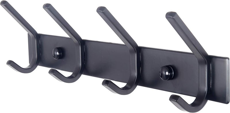 WEBI Coat Rack Wall Mounted,4 Coat Hooks for Hanging Coats,Heavy Duty Metal Hook Rack Hook Rail Coat Hanger Wall Mount for Clothes Entryway Jacket,C-CBG04,Black - Image 1