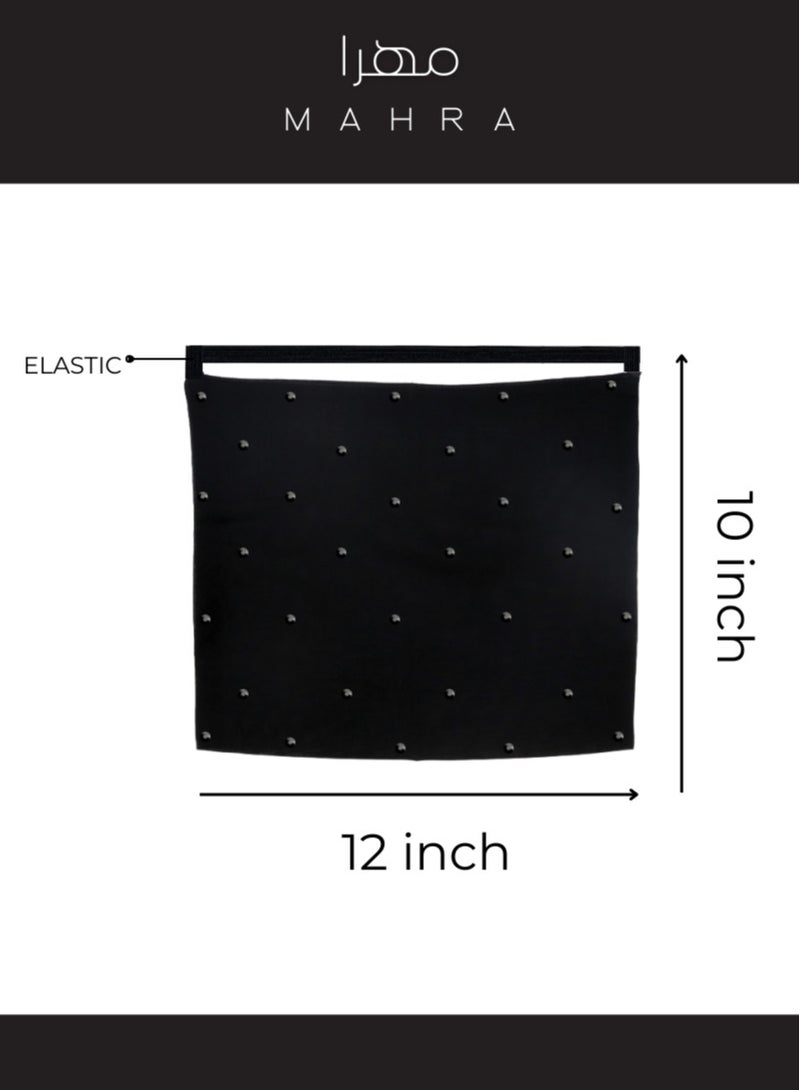MAHRA CO. 12 x 10 Inch | Chic Half Elastic Niqab with Black Stones | Soft & Airy, Comfortable Modest Wear for Women | Trendy Niqab for Daily Use, Eid, Weddings & Special Occasions - Image 2