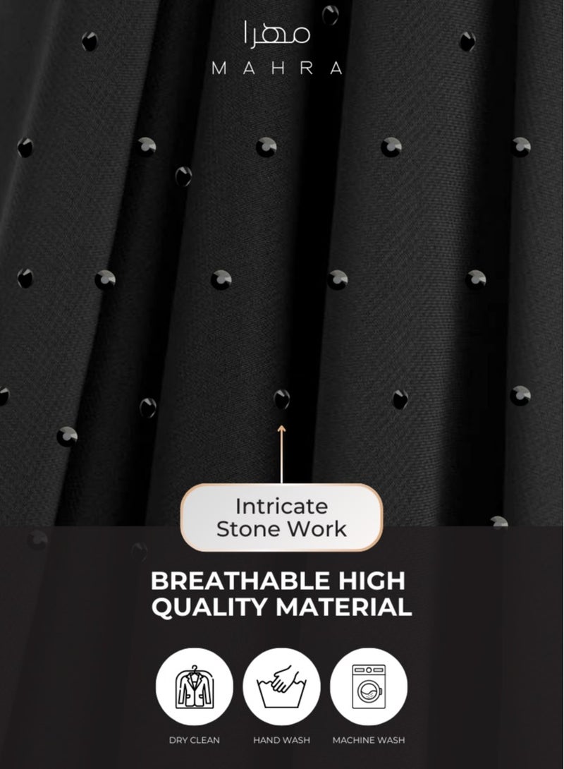 MAHRA CO. 12 x 10 Inch | Chic Half Elastic Niqab with Black Stones | Soft & Airy, Comfortable Modest Wear for Women | Trendy Niqab for Daily Use, Eid, Weddings & Special Occasions - Image 3