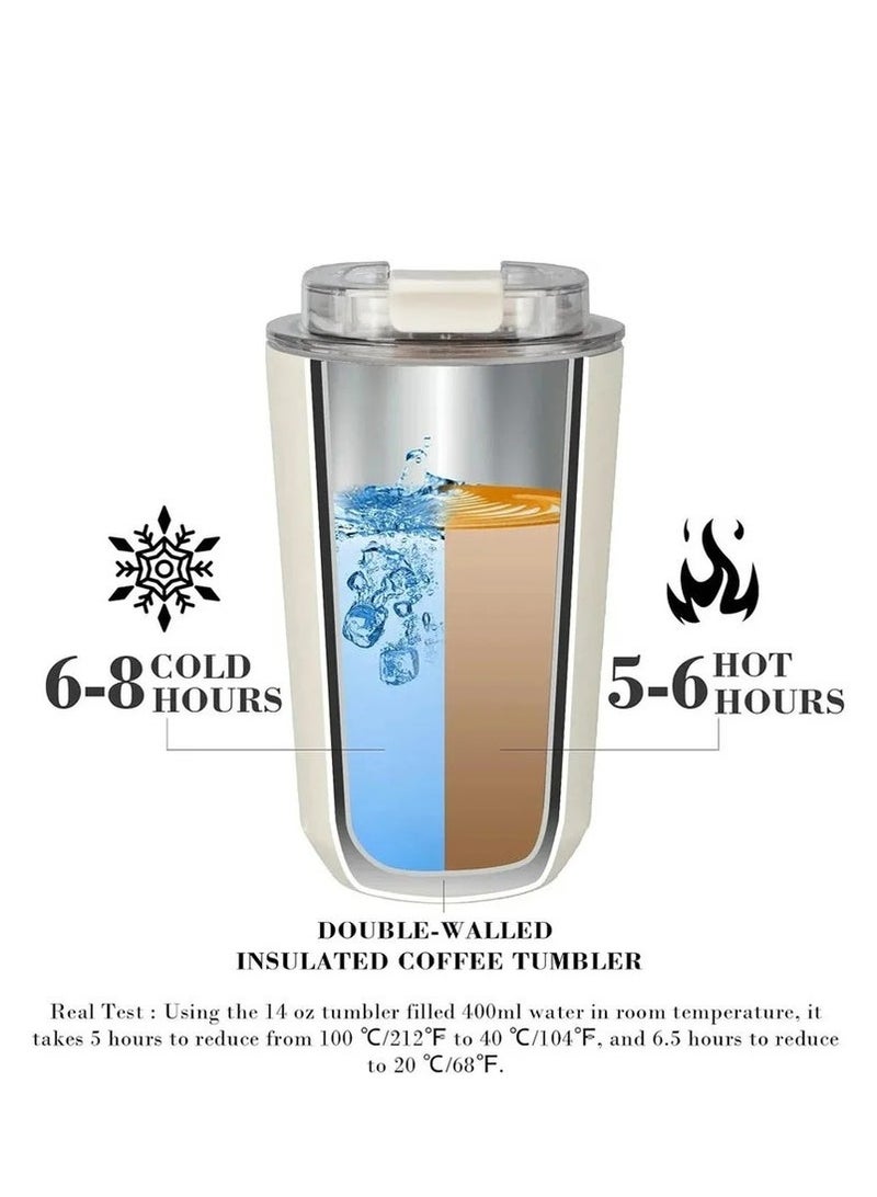 smeg Beverage Cup Travel Portable Car Drinking Cup Stainless Steel Vacuum Leak proof 420ML Coffee Thermos（Grey） - Image 3