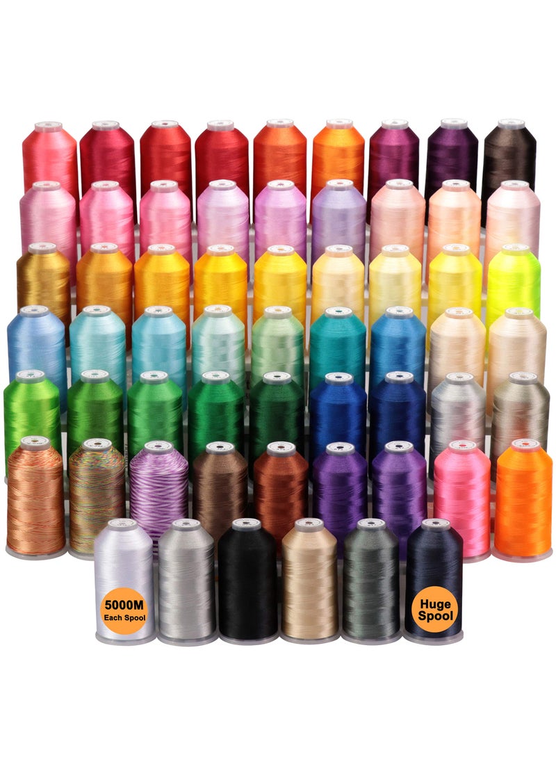 New brothread New brothreads  All 60 Assorted Colors of Huge Spool 5000M Polyester Embroidery Machine Thread for Commercial and Domestic Embroidery Machines 