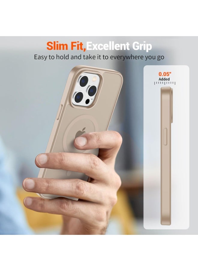 أكاليكس جراب مغناطيسي لهاتف iPhone 15 Pro Max [مقاوم للصدمات ونحيف] غطاء خلفي صلب غير لامع مع حماية عالية الجودة | تيتانيوم صحراوي - Image 5