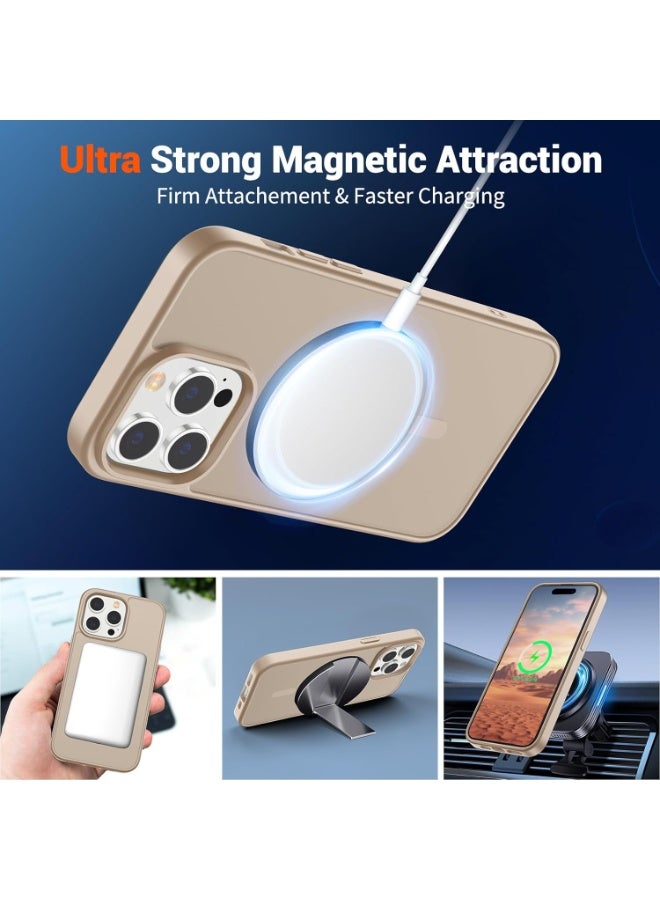 أكاليكس جراب مغناطيسي لهاتف iPhone 15 Pro Max [مقاوم للصدمات ونحيف] غطاء خلفي صلب غير لامع مع حماية عالية الجودة | تيتانيوم صحراوي - Image 3