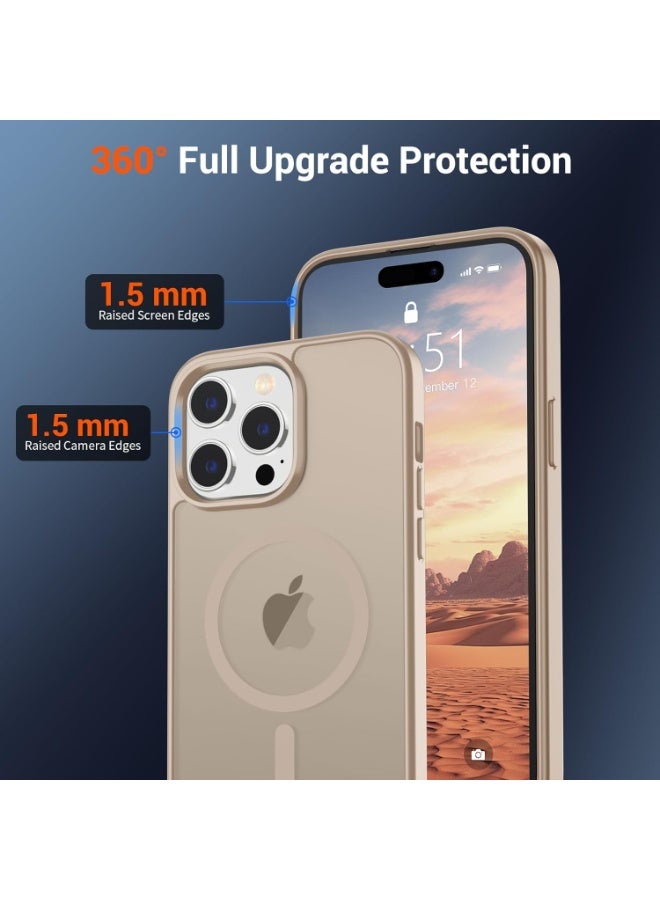أكاليكس جراب مغناطيسي لهاتف iPhone 15 Pro Max [مقاوم للصدمات ونحيف] غطاء خلفي صلب غير لامع مع حماية عالية الجودة | تيتانيوم صحراوي - Image 2