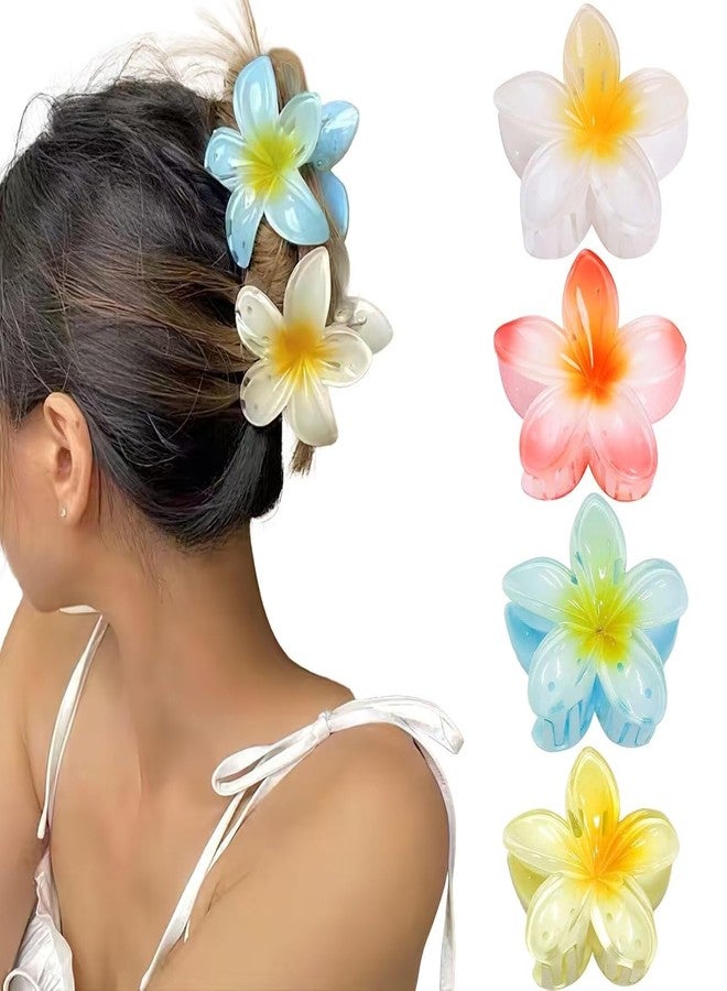 trendsetter مشابك شعر تريندسيتر ثلاثية الأبعاد على شكل زهرة للنساء، كبيرة الحجم، قوية التثبيت، مانعة للانزلاق، مناسبة للشعر الكثيف، متينة، إكسسوارات شعر لطيفة للنساء والفتيات، عبوة من 4 قطع بألوان عشوائية - Image 1