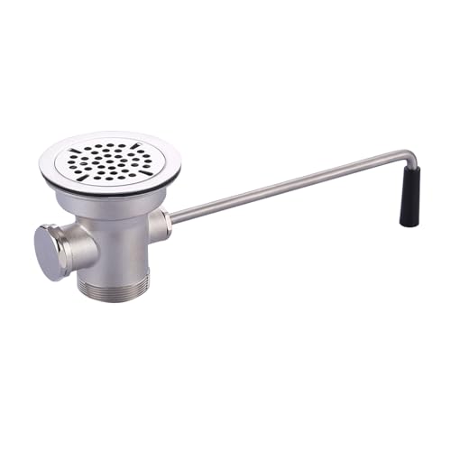 iVIGA Commercial Sink Drain: 3-1/2" Sink Opening Waste Drain Valve - Brass Kitchen Sink Drain With Twist Handle - Commercial Sink Stopper Prevents Sink Clogged Overflow For Restaurant Multi-Basin Sink - Image 1