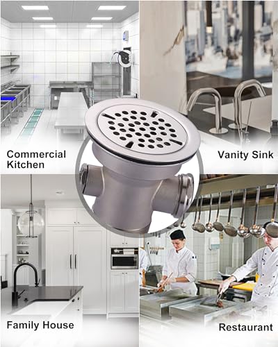 iVIGA Commercial Sink Drain: 3-1/2" Sink Opening Waste Drain Valve - Brass Kitchen Sink Drain With Twist Handle - Commercial Sink Stopper Prevents Sink Clogged Overflow For Restaurant Multi-Basin Sink - Image 4