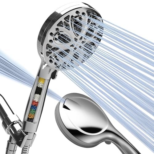 SparkPod 10-Mode Handheld Shower Head with Filter - 5" High Pressure Filtered Shower Head with Touch-to-Clean Nozzles, Built-In Power Jet, Stainless Steel 6ft Hose & Bracket (Polished Chrome) - Image 1